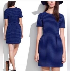 Madewell Blue Sheath Mini Dress Crew Neck Short Sleeve